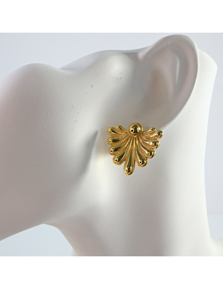 Kolczyki  ze stali chirurgicznej  ZŁOTE WACHLARZE BOHO  Lolita Akcesoria
