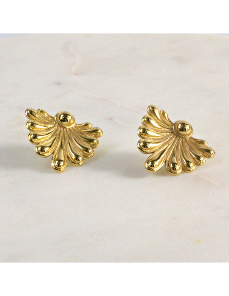 Kolczyki  ze stali chirurgicznej  ZŁOTE WACHLARZE BOHO  Lolita Akcesoria