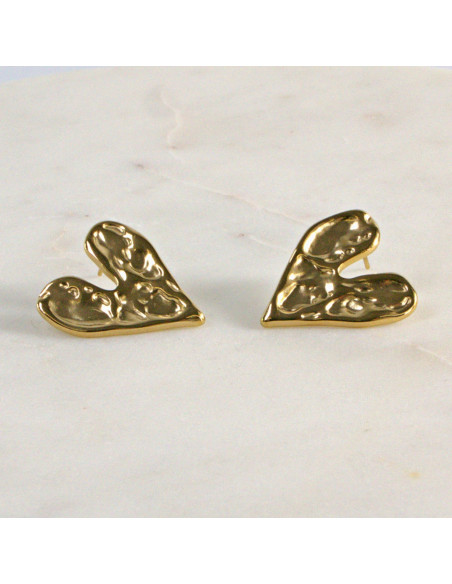 Kolczyki  ze stali chirurgicznej  ZŁOTE  Dwustronne Serca  Lolita Akcesoria