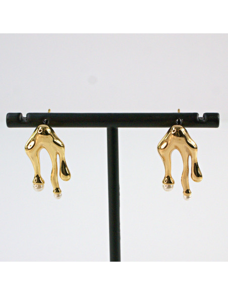 Kolczyki  ze stali chirurgicznej  "CIEKNĄCE" z Perełką  Lolita Akcesoria