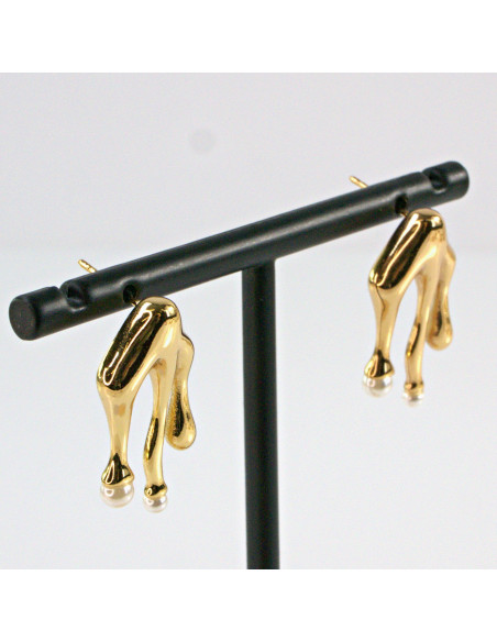 Kolczyki  ze stali chirurgicznej  "CIEKNĄCE" z Perełką  Lolita Akcesoria