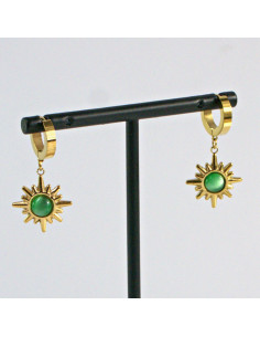 Kolczyki  ze stali chirurgicznej Zielone Słońce Lolita...