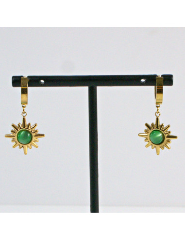 Kolczyki  ze stali chirurgicznej Zielone Słońce...