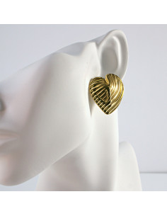 Kolczyki  ze stali chirurgicznej ZŁOTE SERCA VINTAGE...