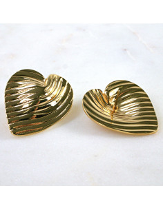 Kolczyki  ze stali chirurgicznej ZŁOTE SERCA VINTAGE... 2