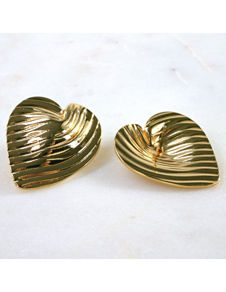 Kolczyki  ze stali chirurgicznej ZŁOTE SERCA VINTAGE Lolita Akcesoria