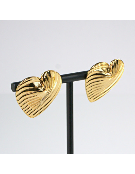 Kolczyki  ze stali chirurgicznej ZŁOTE SERCA VINTAGE Lolita Akcesoria