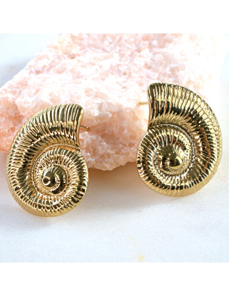 Kolczyki  ze stali chirurgicznej ZŁOTE MUSZLE BOHO Lolita Akcesoria