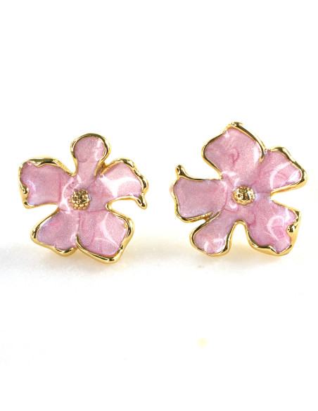 Kolczyki  ze stali chirurgicznej RÓŻOWE KWIATY  BOHO Lolita Akcesoria