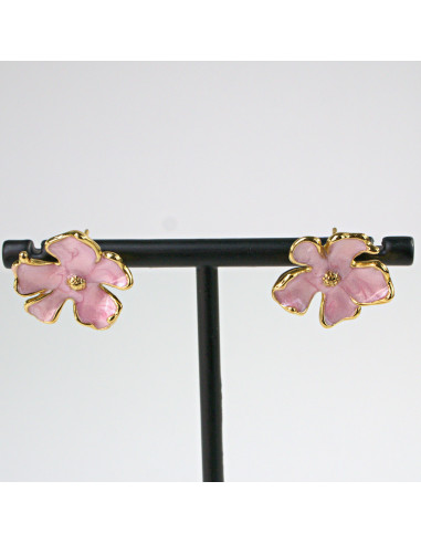 Kolczyki  ze stali chirurgicznej RÓŻOWE KWIATY...