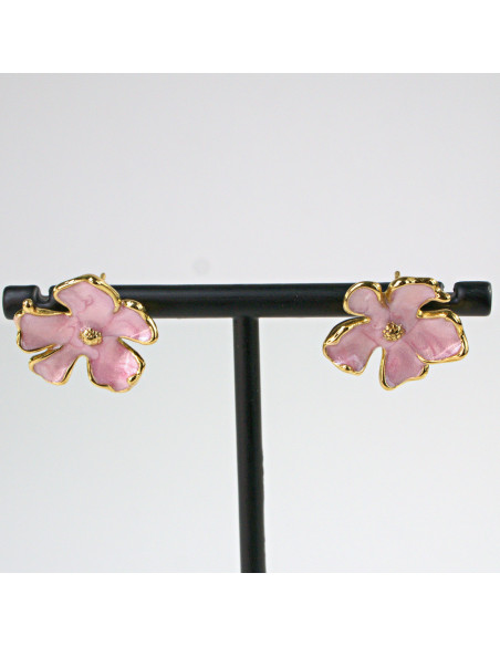 Kolczyki  ze stali chirurgicznej RÓŻOWE KWIATY  BOHO Lolita Akcesoria