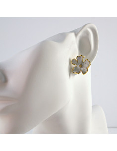 Kolczyki  ze stali chirurgicznej BIAŁE KWIATY  BOHO... 2