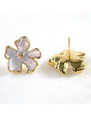 Kolczyki  ze stali chirurgicznej BIAŁE KWIATY...