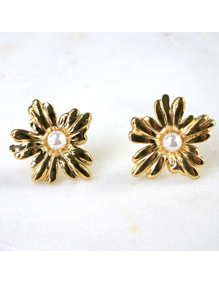 Kolczyki  ze stali chirurgicznej ZŁOTE KWIATY  BOHO Lolita Akcesoria