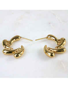 Kolczyki  ze stali chirurgicznej ZŁOTE "CIEKNĄCE" KOŁA...