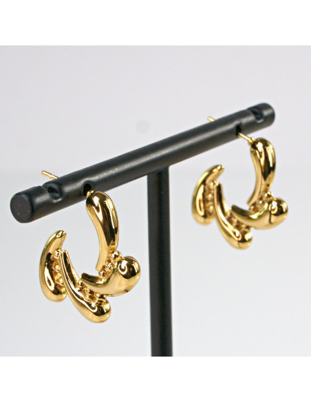 Kolczyki  ze stali chirurgicznej ZŁOTE "CIEKNĄCE" KOŁA Lolita Akcesoria