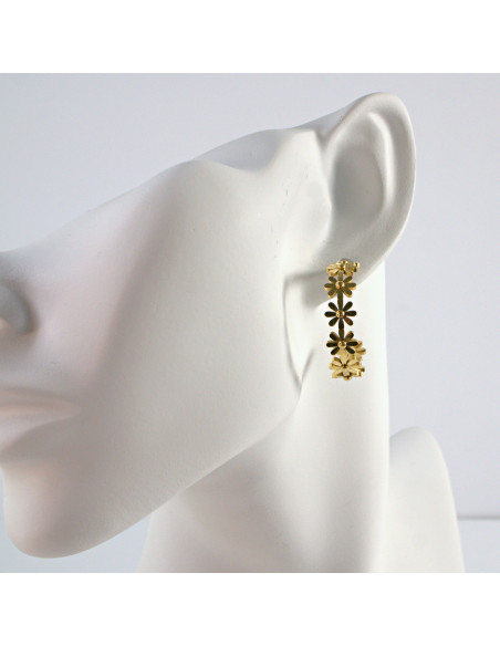 Kolczyki  ze stali chirurgicznej ZŁOTE KOŁA KWIATUSZKI Lolita Akcesoria