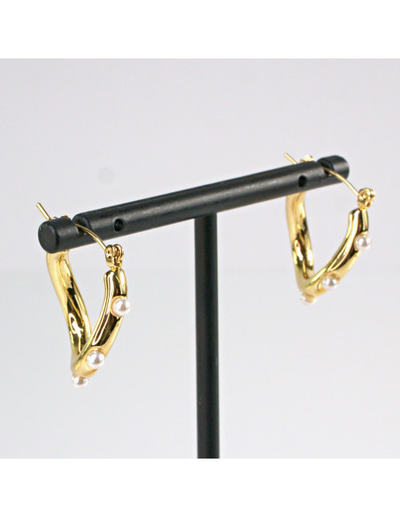 Kolczyki  ze stali chirurgicznej ZŁOTE KOŁA Z PERŁAMI Lolita Akcesoria