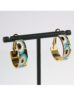 Kolczyki  ze stali chirurgicznej ZŁOTE KOŁA BOHO HAMSA... 2