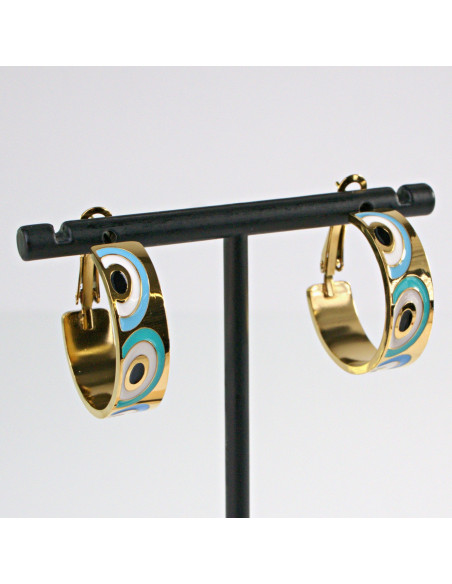 Kolczyki  ze stali chirurgicznej ZŁOTE KOŁA BOHO HAMSA Lolita Akcesoria