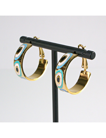 Kolczyki  ze stali chirurgicznej ZŁOTE KOŁA BOHO HAMSA Lolita Akcesoria