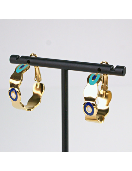 Kolczyki  ze stali chirurgicznej ZŁOTE KOŁA BOHO HAMSA Lolita Akcesoria