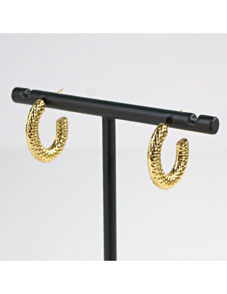 Kolczyki  ze stali chirurgicznej ZŁOTE KARBOWANE KOŁA BOHO Lolita Akcesoria