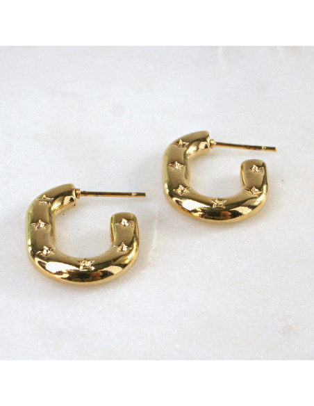 Kolczyki  ze stali chirurgicznej ZŁOTE KARBOWANE KOŁA BOHO Lolita Akcesoria