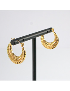 Kolczyki  ze stali chirurgicznej ZŁOTE KARBOWANE KOŁA...