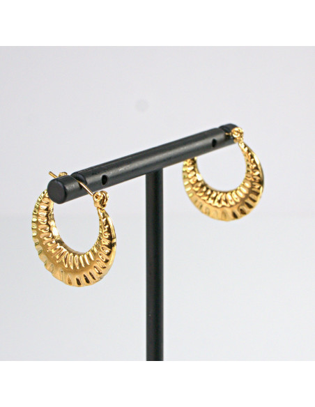 Kolczyki  ze stali chirurgicznej ZŁOTE KARBOWANE KOŁA BOHO Lolita Akcesoria