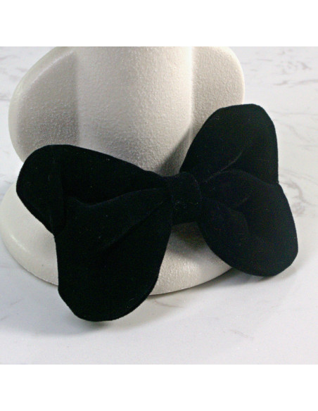 KOKARDA czarna Elegancka Przypinka Aksamitna  Kokardka Lolita Akcesoria