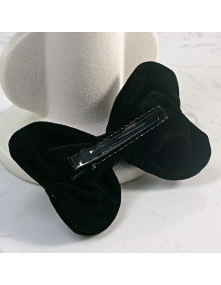 KOKARDA czarna Elegancka Przypinka Aksamitna  Kokardka Lolita Akcesoria