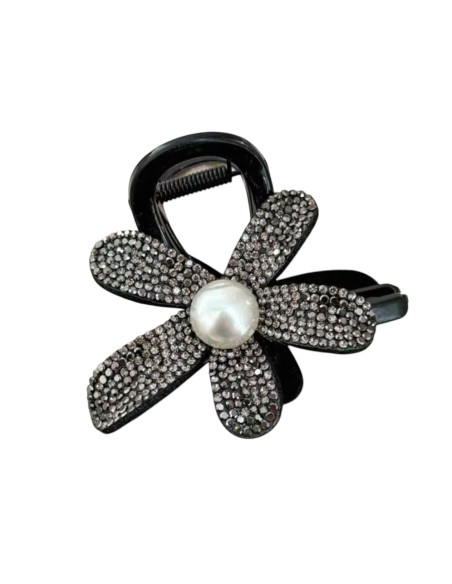 Klamra  Wieczorowa  Połyskujący Grafitowy  Kwiatek Lolita Akcesoria