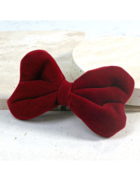 KOKARDA bordowa Elegancka Przypinka Aksamitna  Kokardka Lolita Akcesoria