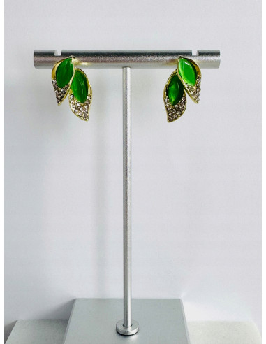 Kolczyki ZIELONE LISTKI Z CYRKONIAMI Lolita...