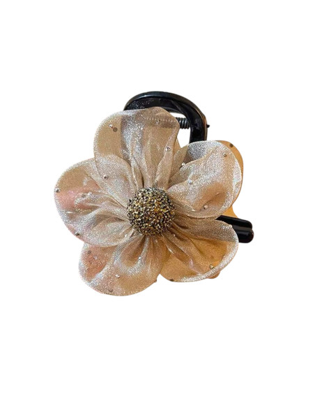 Klamra  Wieczorowa  Połyskujący Beżowy Kwiatek Lolita Akcesoria