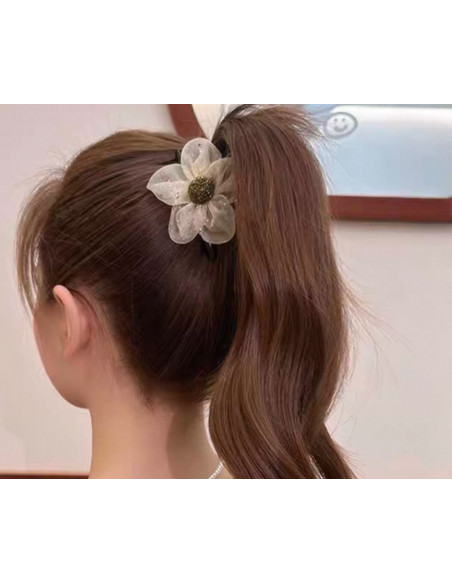 Klamra  Wieczorowa  Połyskujący ECRU Kwiatek Lolita Akcesoria