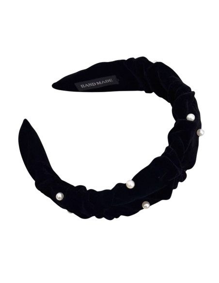 Opaska do włosów supeł z perłami  CZARNA  Lolita Akcesoria