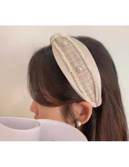 Opaska do włosów supeł z perłami  CZARNA  GLAMOUR Lolita Akcesoria