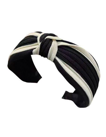 Opaska do włosów supeł z perłami  CZARNA z Lamówką GLAMOUR Lolita Akcesoria