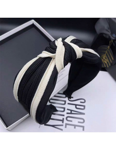 Opaska do włosów supeł z perłami  CZARNA z Lamówką GLAMOUR Lolita Akcesoria