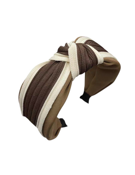Opaska do włosów supeł BRĄZOWA  z Lamówką GLAMOUR Lolita Akcesoria