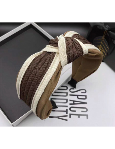 Opaska do włosów supeł BRĄZOWA  z Lamówką GLAMOUR Lolita Akcesoria