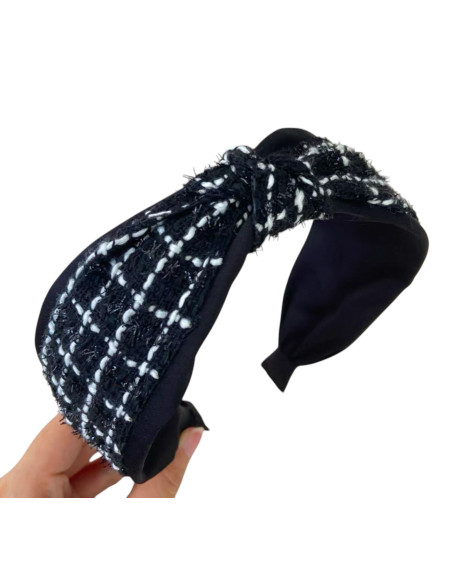 Opaska do włosów supeł CZARNA w Pepitkę GLAMOUR Lolita Akcesoria