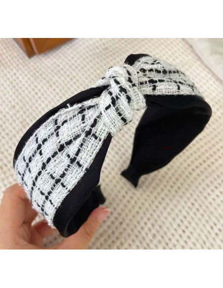 Opaska do włosów supeł BIAŁA w Pepitkę GLAMOUR Lolita Akcesoria