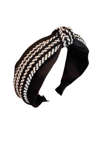 Opaska do włosów supeł CZARNA w Pepitkę KOLEKCJA NATURA  Lolita Akcesoria