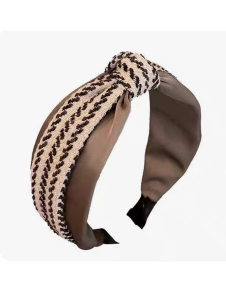 Opaska do włosów supeł BRĄZOWA  w Pepitkę KOLEKCJA NATURA  Lolita Akcesoria