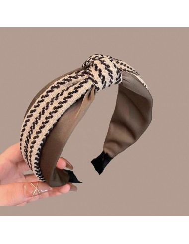 Opaska do włosów supeł BRĄZOWA  w Pepitkę...