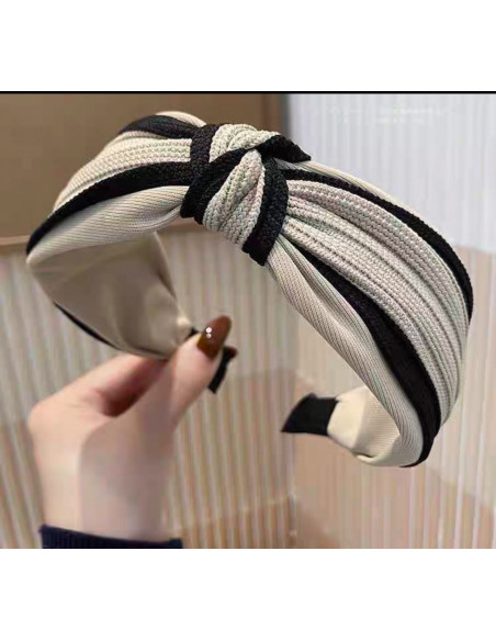 Opaska do włosów supeł JASNY BEŻ z Lamówką KOLEKCJA NATURA  Lolita Akcesoria