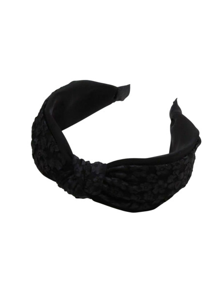 Opaska do włosów supeł z Koronką CZARNA GLAMOUR Lolita Akcesoria